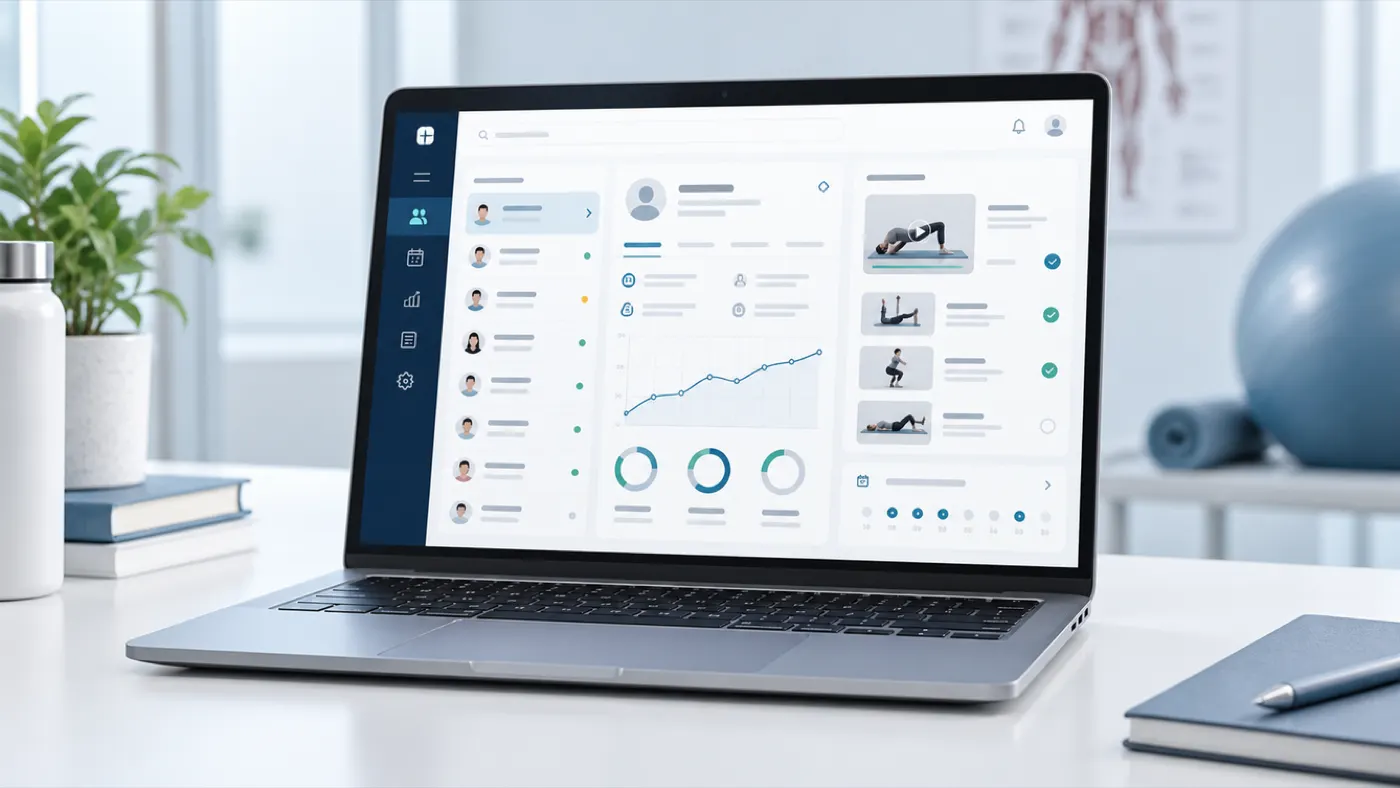 Plataforma KineBox Care abierta en un computador portátil